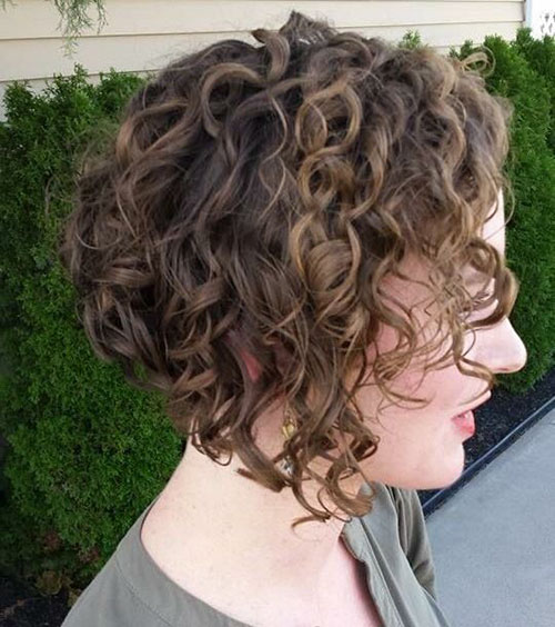 Angled Curly Bob Hairstyles