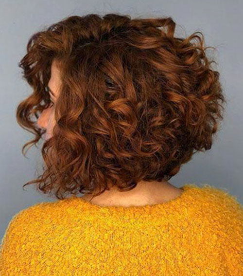 Angled Curly Bob Hairstyles